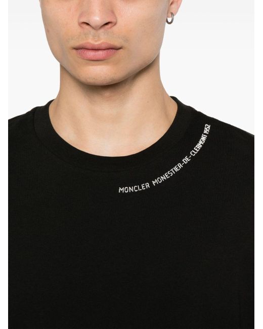 Moncler Black Rubberised-logo Cotton T-shirt for men