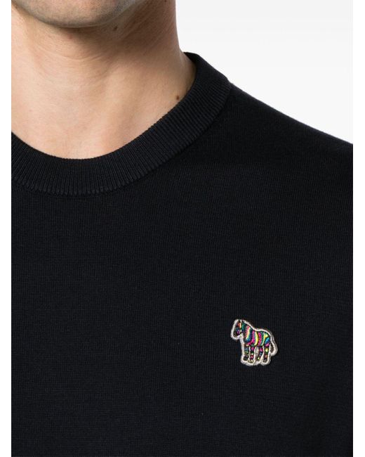 PS by Paul Smith Black Zebra-patch Organic Cotton Jumper for men