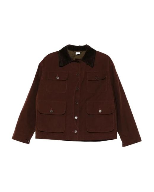 Aspesi Brown Corduroy-Collar Buttoned Jacket