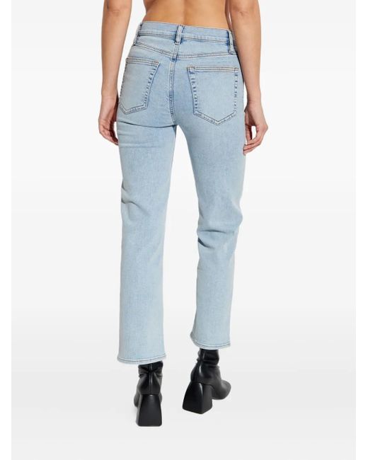FRAME Blue Buttoned Straight-Leg Jeans