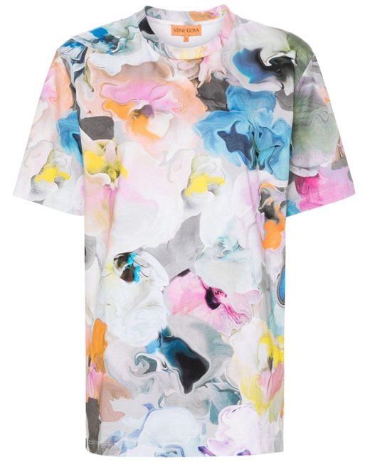 T-shirt Liquified Orchid di Stine Goya in Blue