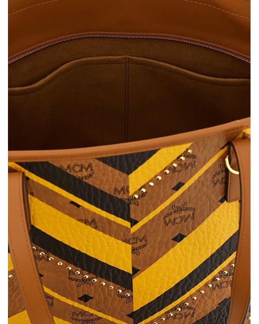 MCM Yellow Medium Toni Geometric-Pattern Tote Bag