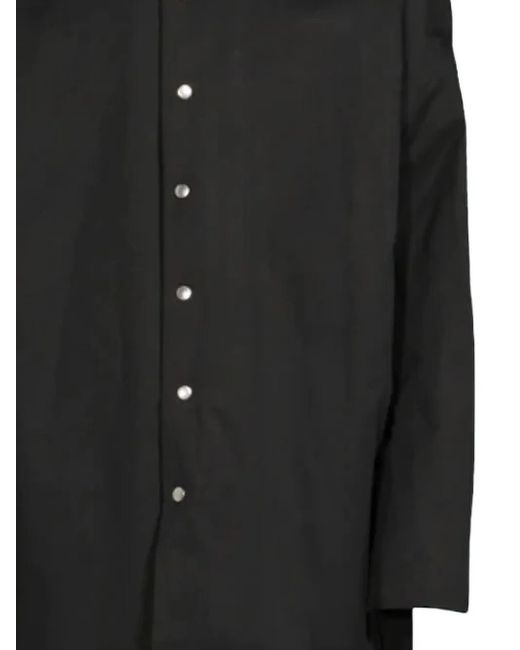Rick Owens Black Single-Breasted Hooded Coat