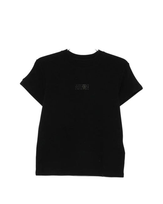 MM6 by Maison Margiela Black Logo-Print Crew-Neck T-Shirt