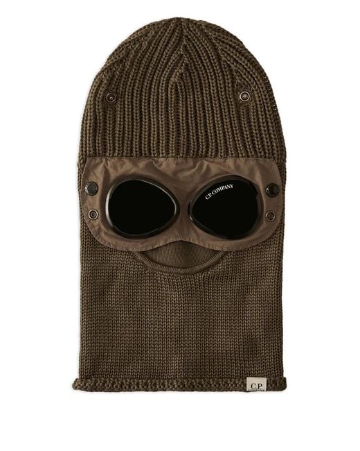 C P Company Green Goggle-Detail Wool Balaclava for men