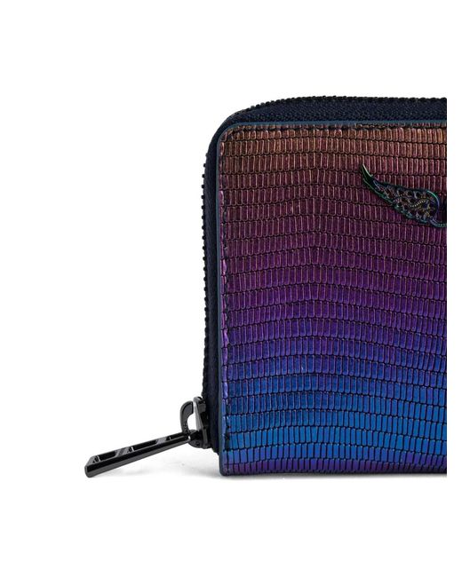 Zadig & Voltaire Purple Zv Mini Lizard-Embossed Metallic-Leather Coin Purse