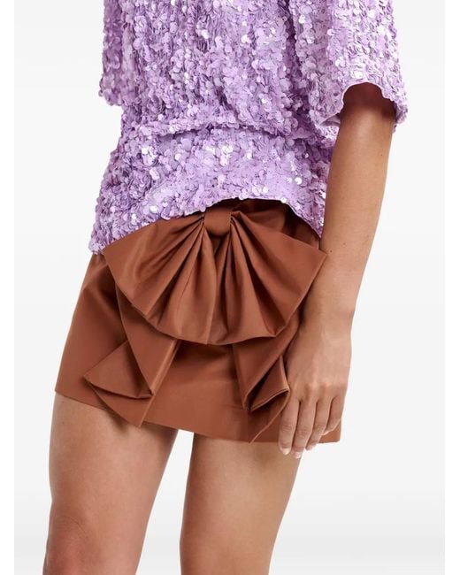 Essentiel Antwerp Brown Joyous Bow-Detail Skirt