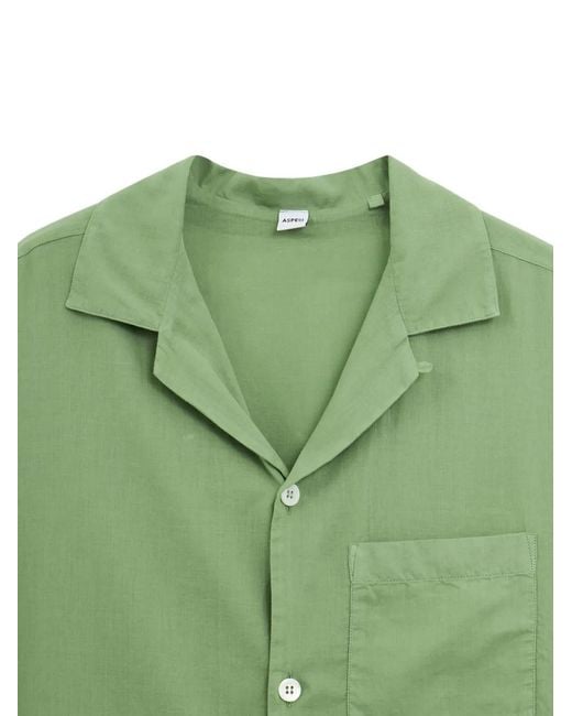Aspesi Green Chemise Boutonnée À Manches Courtes for men