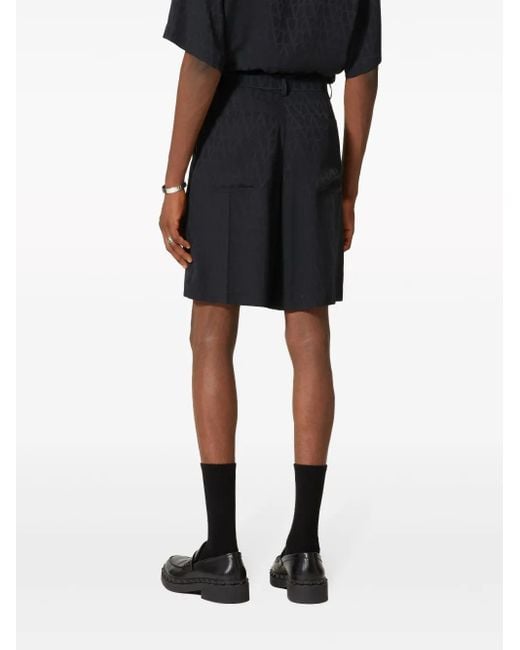 Valentino Garavani Black Toile Iconographe Silk Bermuda Shorts for men