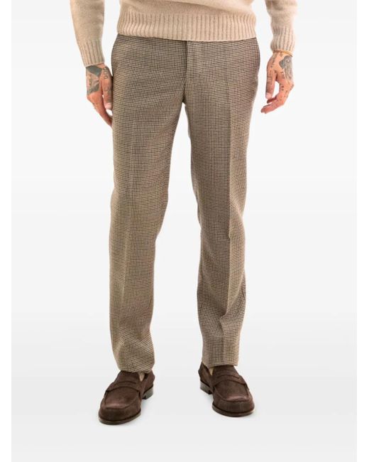 Incotex Natural Cuffed Houndstooth Trousers for men