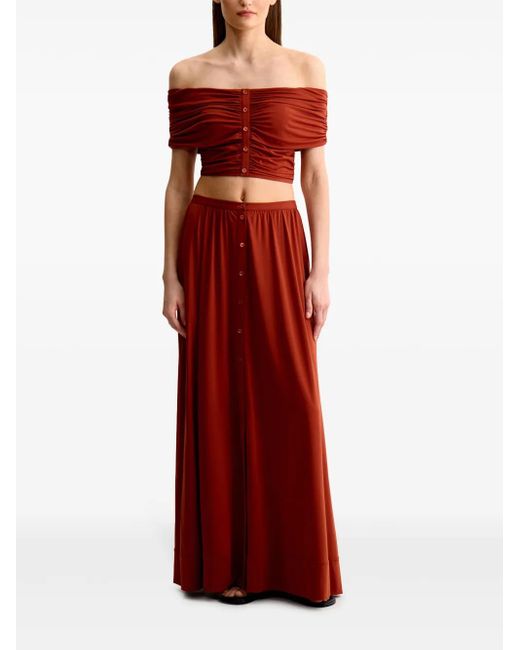 12 STOREEZ Red Buttoned Maxi Skirt