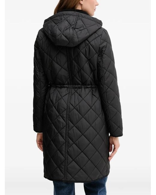 DKNY Black Hooded Quilted Parka