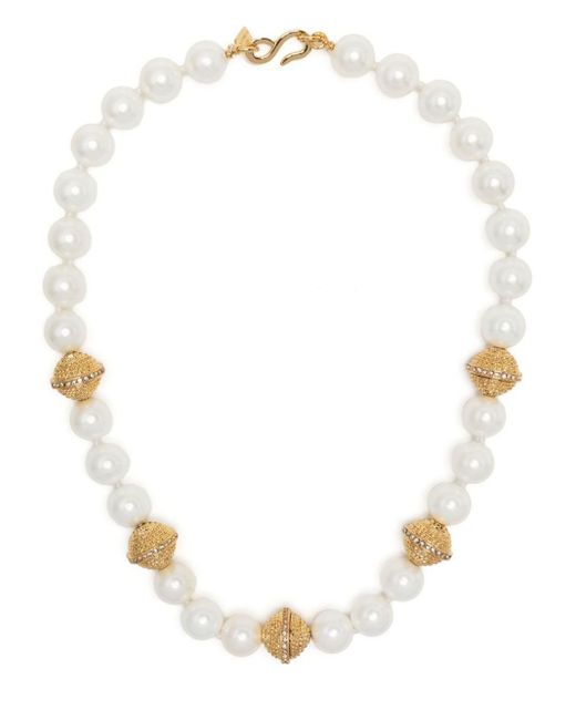 Kenneth Jay Lane Pearl-detail Bead-chain Necklace in het White