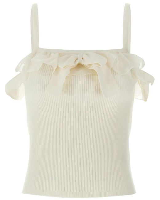 Alessandra Rich ラッフル トップ Natural