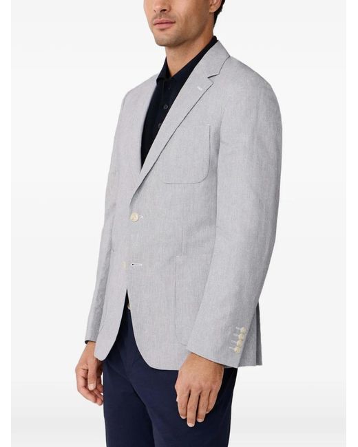 Hackett Gray Ascot Ticking-Stripe Single-Breasted Blazer for men