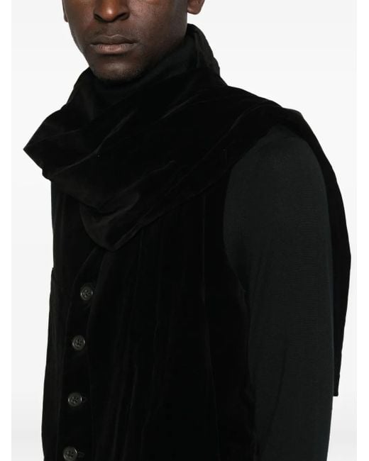 Yohji Yamamoto Black Velvet-Finish Vest for men