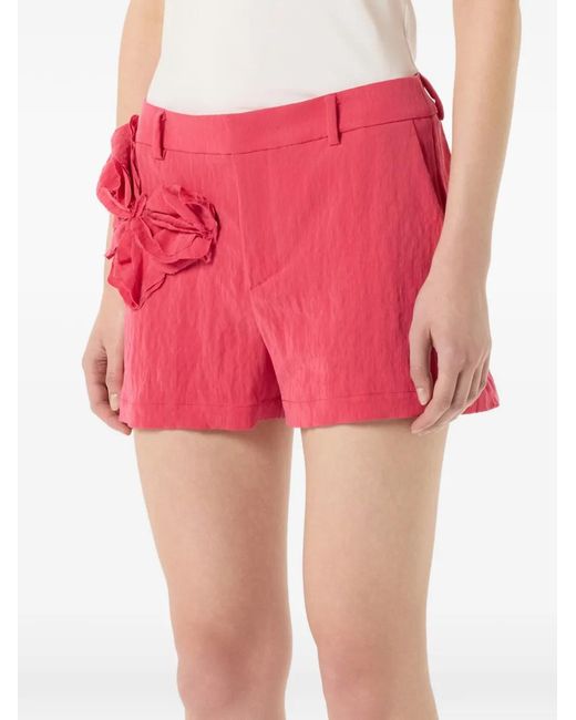Blumarine Red Butterfly-Detail Shorts