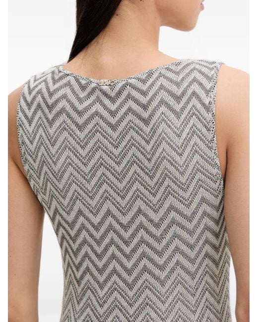 Liu Jo Gray Robe Longue Sans Manches À Motif De Chevrons