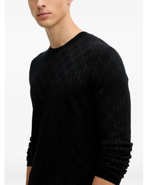 Karl Lagerfeld Black Logo-Pattern Sweater for men