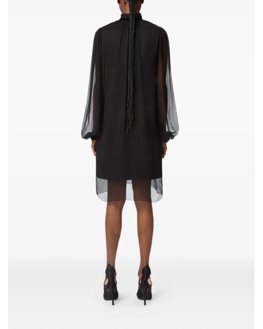 Nina Ricci Black High-Neck Balloon-Sleeve Mini Dress