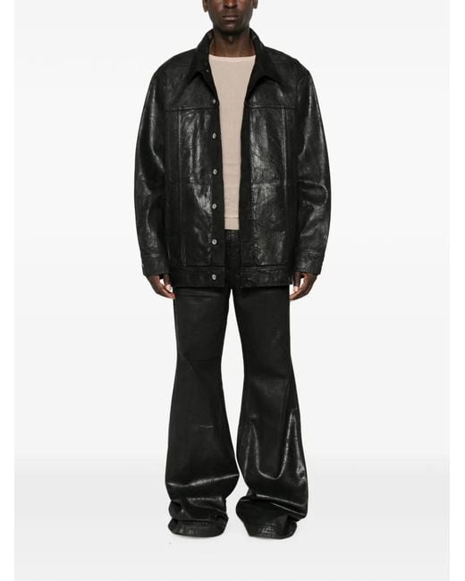 Rick Owens Black Button-Up Denim Jacket for men