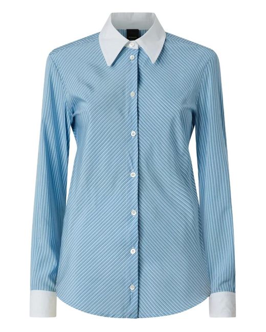 Pinko Blue Striped-Pattern Collared Shirt