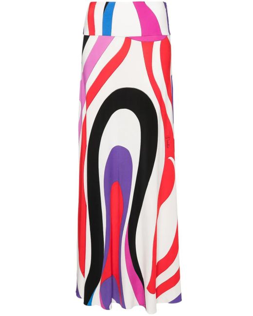 Emilio Pucci Maxi-Rok Met Print in het Red