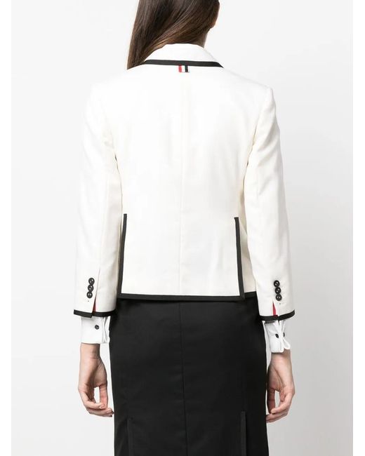Thom Browne White Grosgrain Ribbon-Trim Blazer