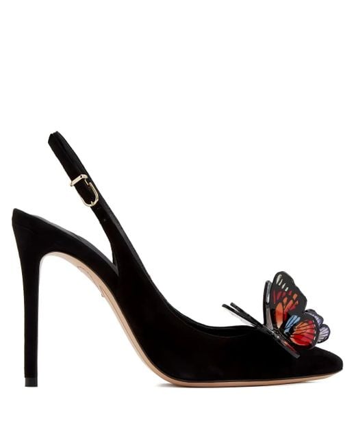 Sophia Webster Black Butterfly-Motif Slingback Pumps