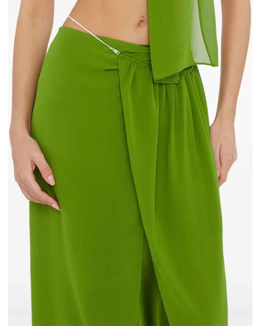 Christopher Esber Green Chain-Detail Asymmetric Sarong Skirt