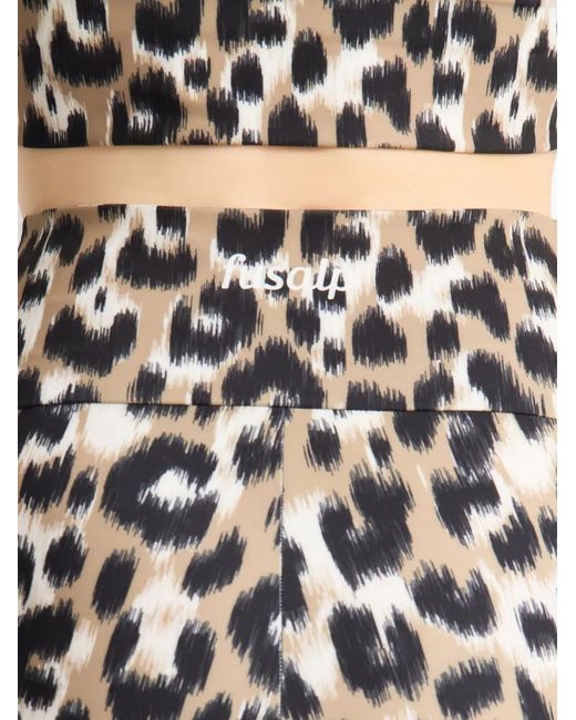 Fusalp Black Biarris Leopard-Pattern Leggings