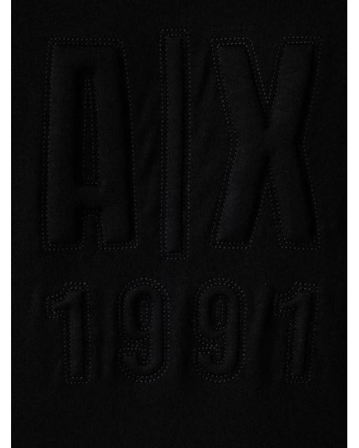 ARMANI EXCHANGE Black Logo-Embossed T-Shirt for men