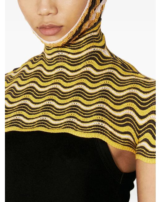 Isa Boulder Black Wave-Pattern Knitted Top