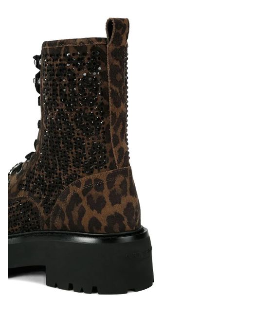 Kurt Geiger Black Chelsea Perf Leopard-print Crystal-embellished Boots
