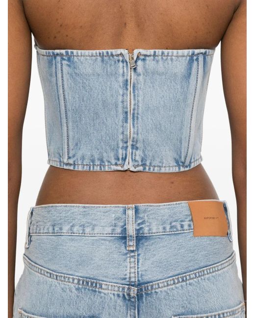 Wardrobe NYC Strapless Denim Top Blue