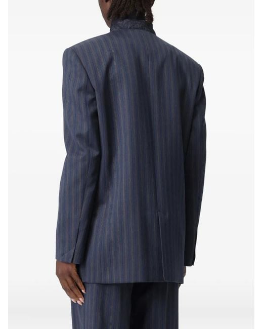 Moschino Blue Pinstripe Wool Blazer