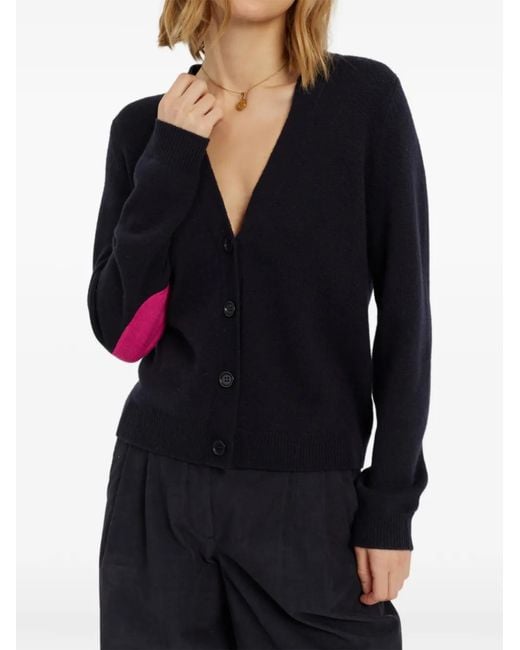 Chinti & Parker Blue Elbow-Patch Cardigan