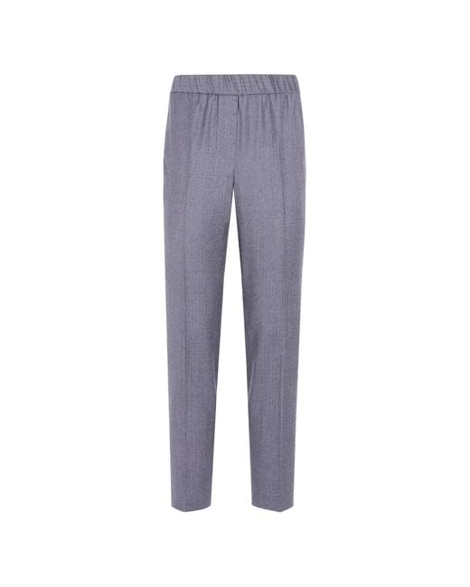 Peserico Blue Pinstripe-Pattern Elasticated-Waistband Trousers