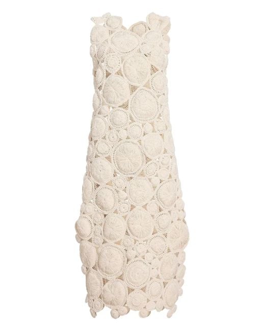 Khaite Natural Avalon Circular-Appliqué Maxi Dress