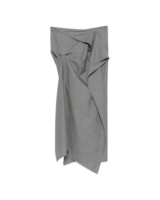 Victoria Beckham Gray Draped Tailored Skirt