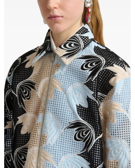 Marni Blue Broderie Anglaise Floral Overshirt