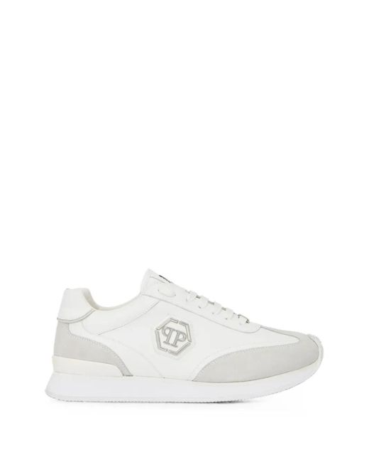 Philipp Plein White Runner Hexagon Patch Sneakers