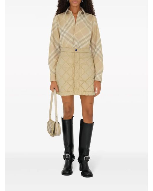 Burberry Natural Check Pattern Button-Down Shirt For