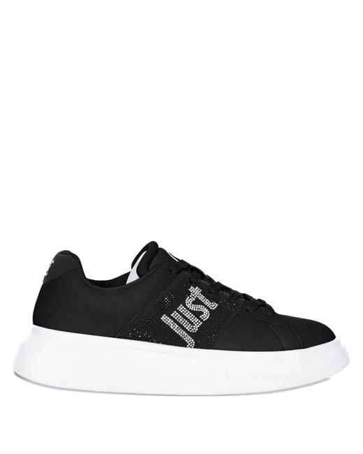 Just Cavalli Black Rhinestone-Embellished Platform Trainers