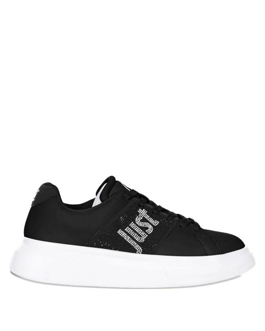 Just Cavalli Black Rhinestone-Embellished Platform Trainers