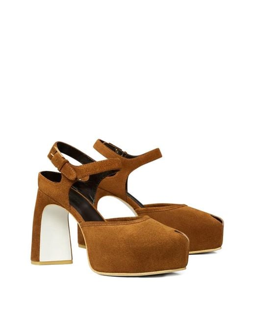 Tory Burch Brown Strappy Platform Sandals