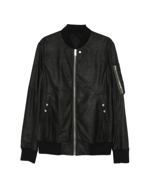 Rick Owens Black Classic Flight Button Bomber Jacket for men