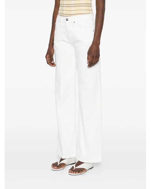 Dondup White Belt-Loop Button Jeans