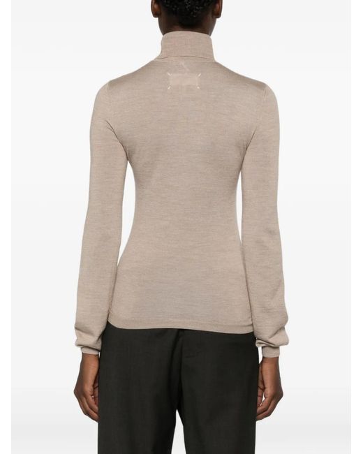 Maison Margiela Natural Long-Sleeve Roll-Neck Sweater