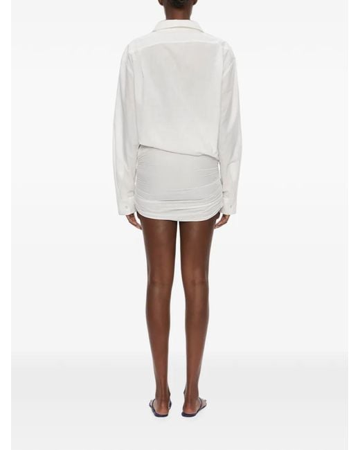 Christopher Esber White Aiba Draped Cut-Out Mini Shirt Dress